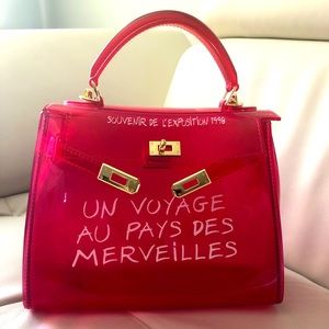 PVC Hot Pink small clutch bag , strap is removable-Brand new